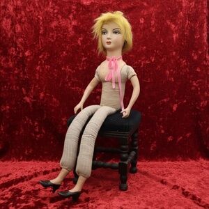 Vintage Boudoir Doll Blonde Bed Doll Pincushion Glamour Girl